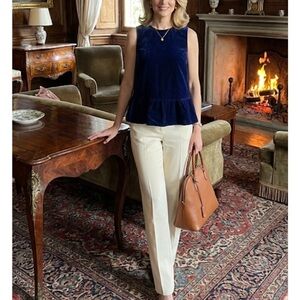 J.Crew NWT Royal Blue Velvet Peplum Top - Size 6